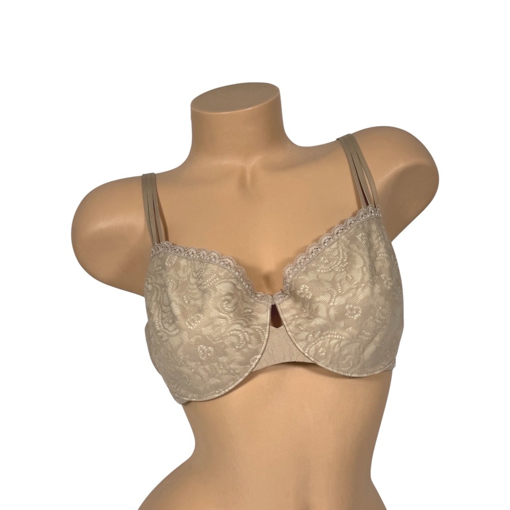 Soma Enticing Lift Balconet Bra 38C Beige Floral Lace Underwire Multi-Strap